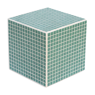 Blue cube celadon side table 33x33 cm