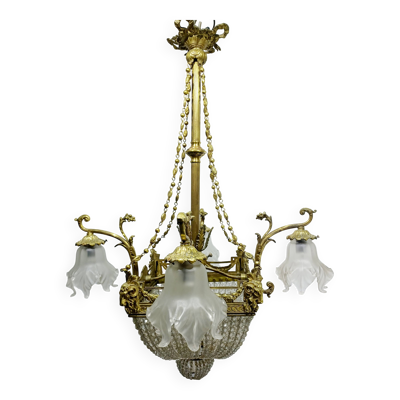Lustre aux béliers de style Louis XVI