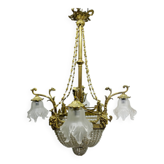 Lustre aux béliers de style Louis XVI