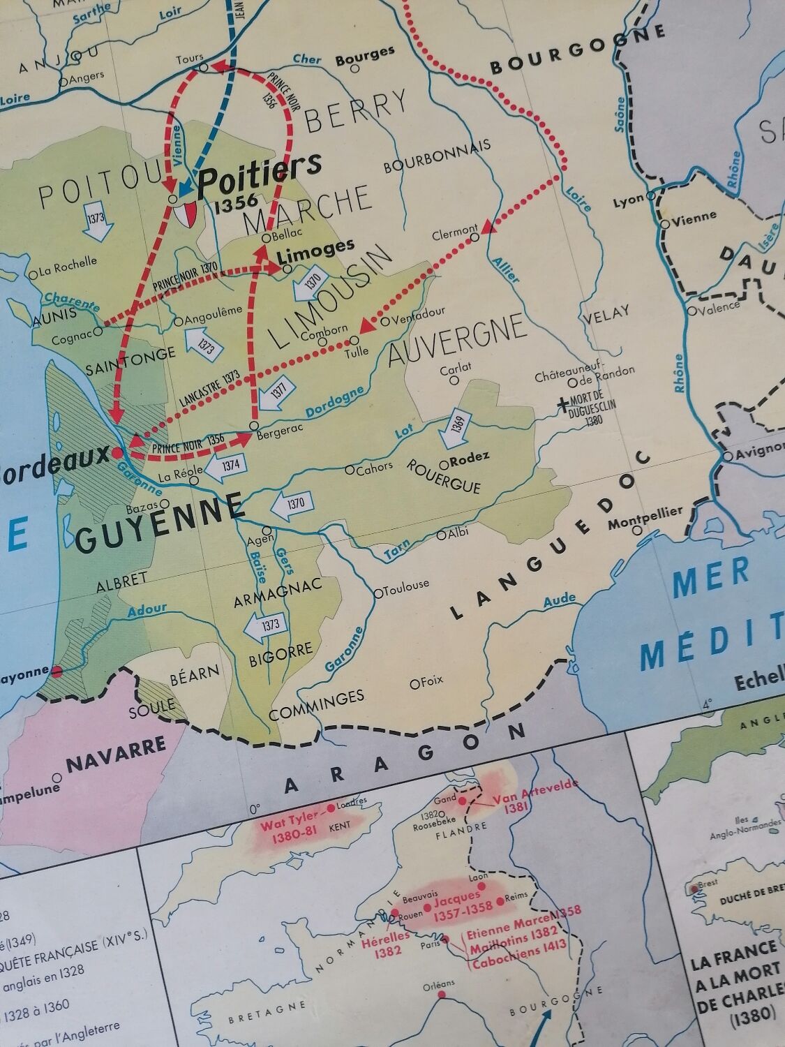 Ancienne carte MDI historique : La guerre de 100 ans.