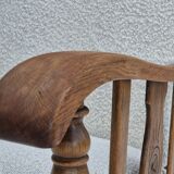 1950s, Scandinavian design, reupholstered armchair, white/light gray fabric, oak.