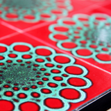 Coffee table ceramic red and green 1960