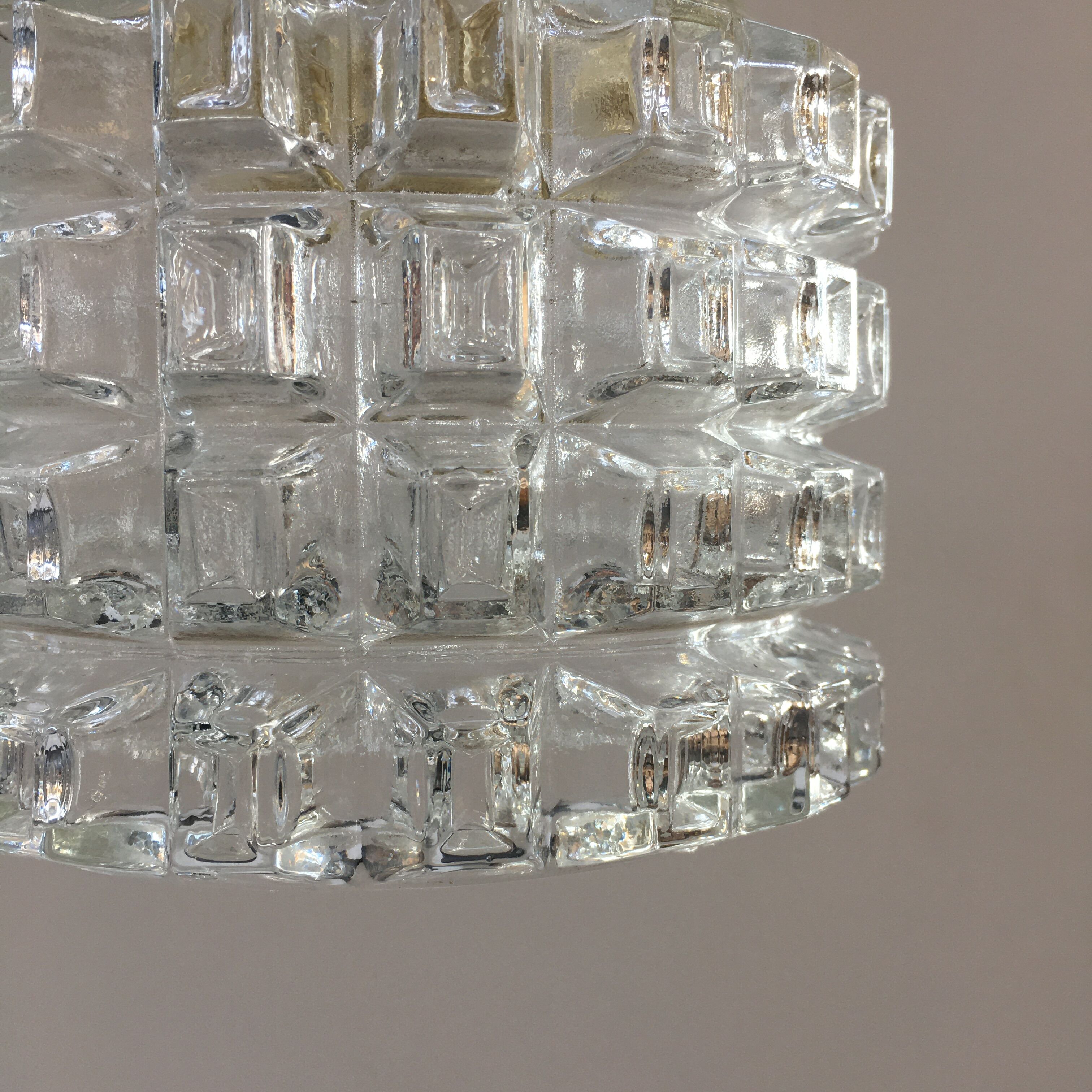 Vintage molded glass pendant lamp