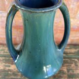 Blue & green glazed ceramic vase Art Nouveau style