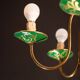 Art Deco Brass and Painted Terracotta Chandelier, 1950s