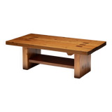 Alpine elmwood dining table in the style of Pierre Chapo, France, 1960s