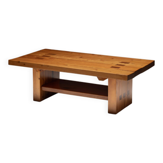 Alpine elmwood dining table in the style of Pierre Chapo, France, 1960s