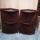 Pair of art deco style mahogany corner cabinets