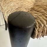 Vintage straw nesting stools, 60s design