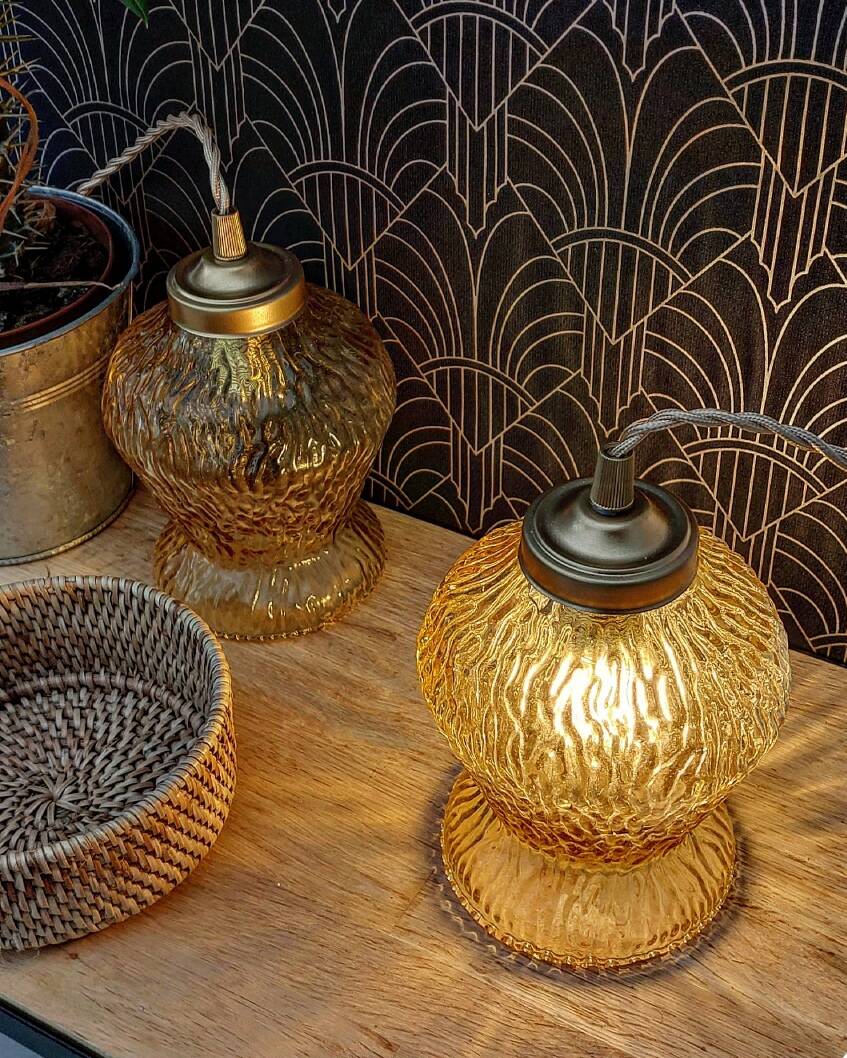 Vintage amber portable lamp