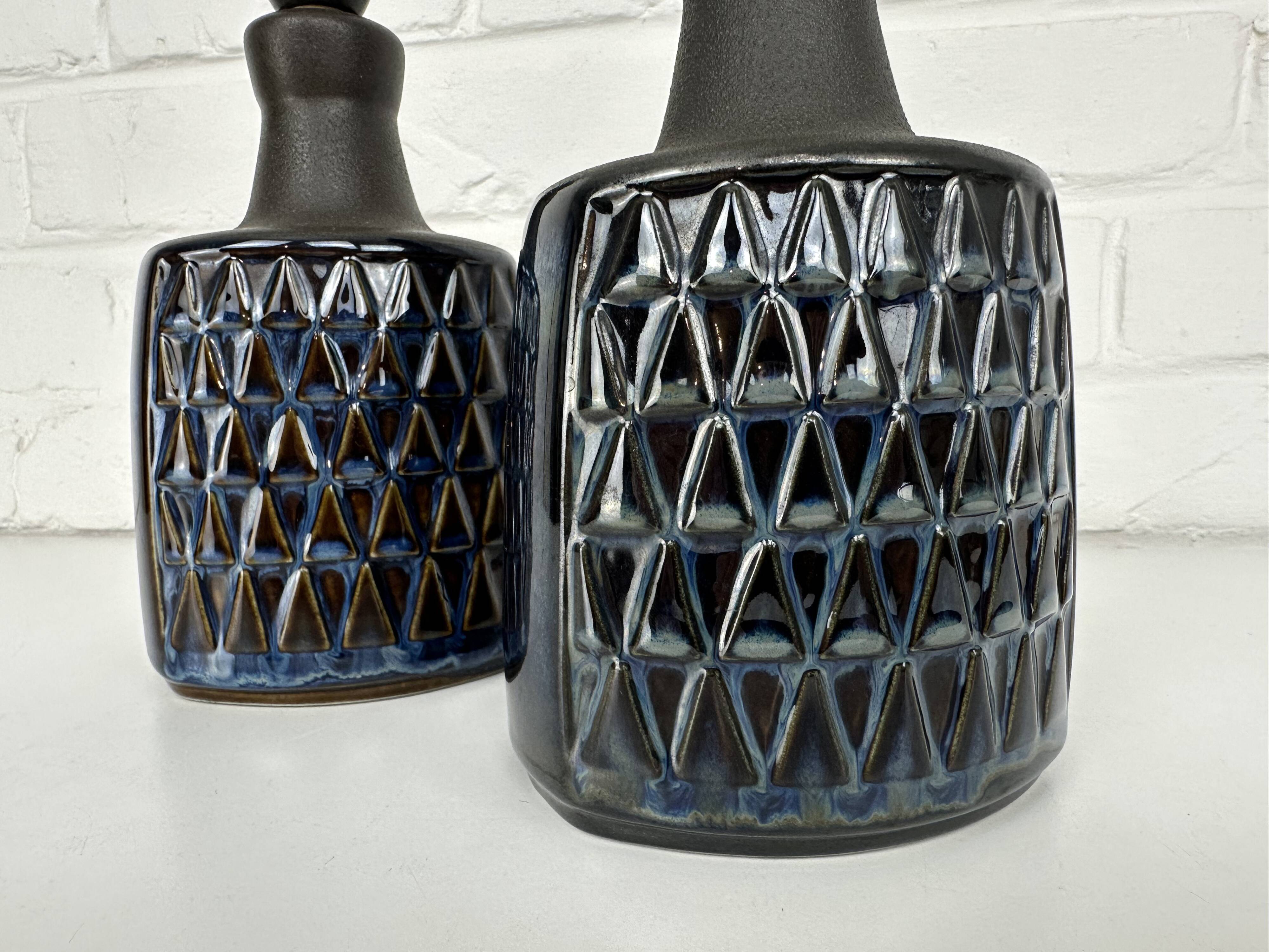 Paire de petites lampes en grès bleu Søholm par Einar Johansen Danemark