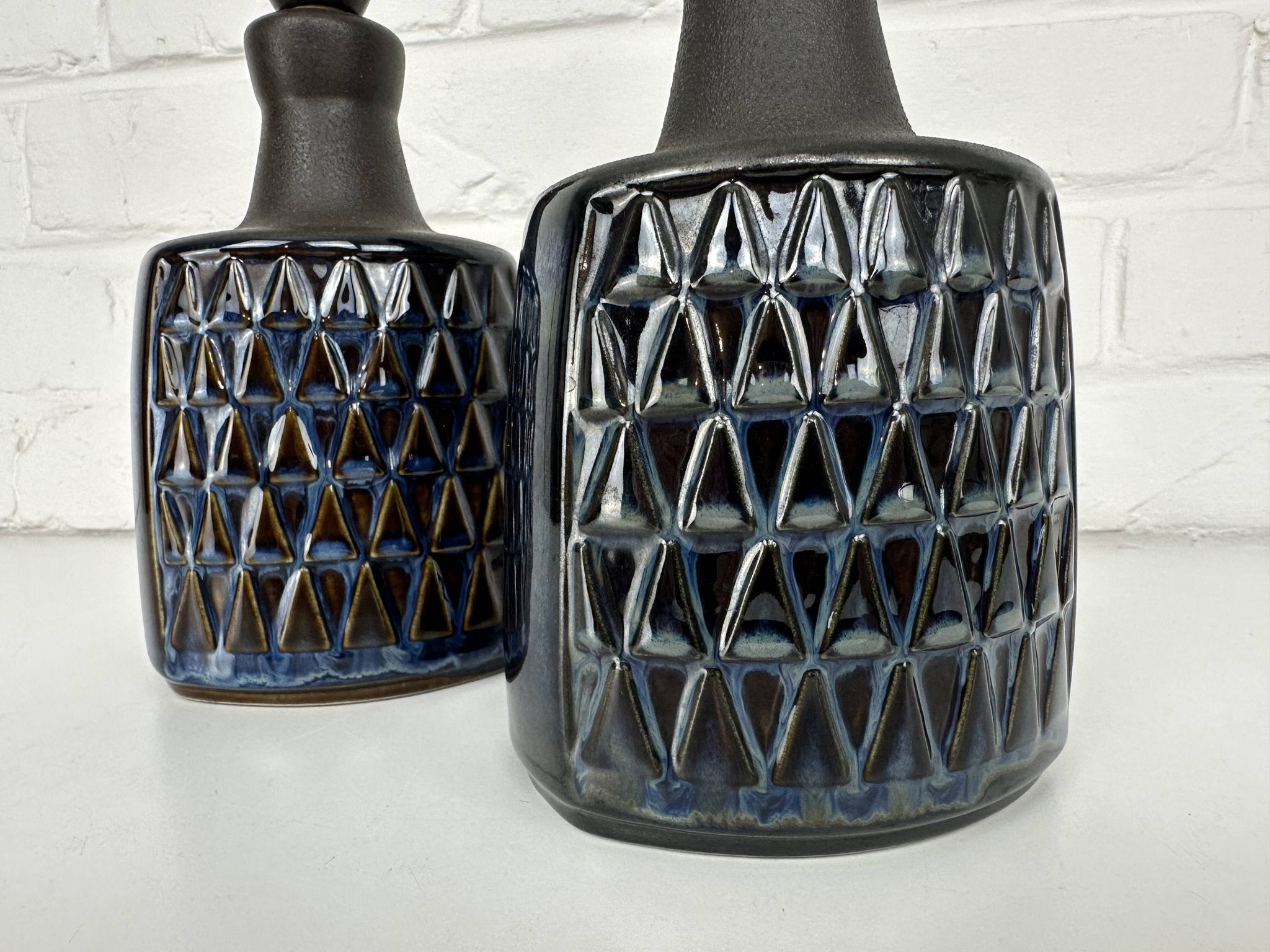 Paire de petites lampes en grès bleu Søholm par Einar Johansen Danemark