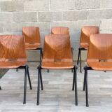 Set of 6 Galvanitas S30 industrial chairs