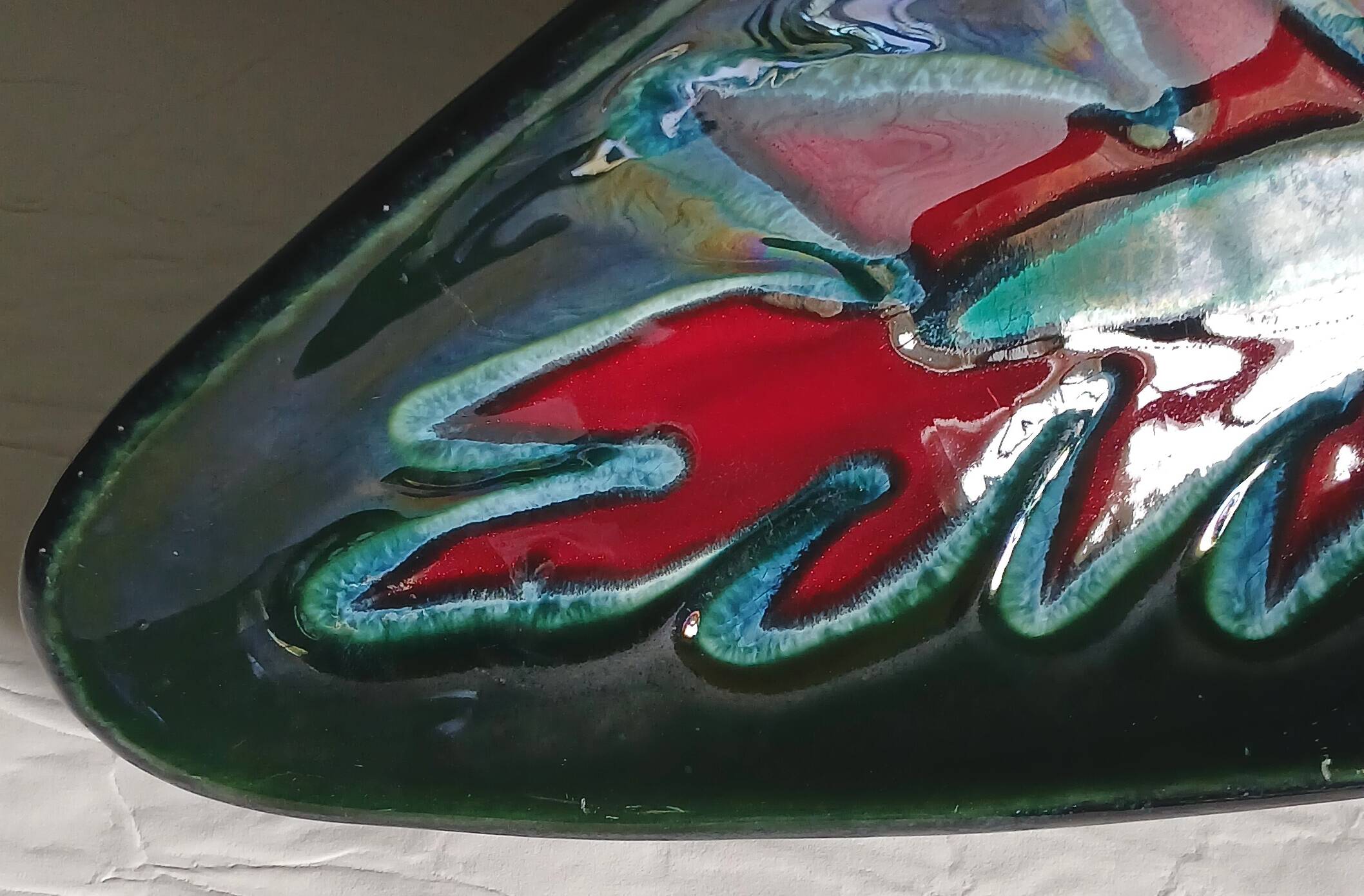 Longwy, numbered and hand-decorated pocket bowl from around 1960.
