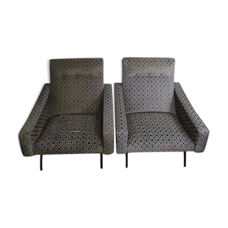 Pair of armchairs by Joseph Andre Motte, Steiner France edition 1955
