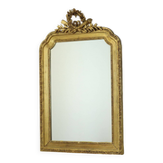 Large Antique Gold Mirror with Crown Classic Baroque France 118cm