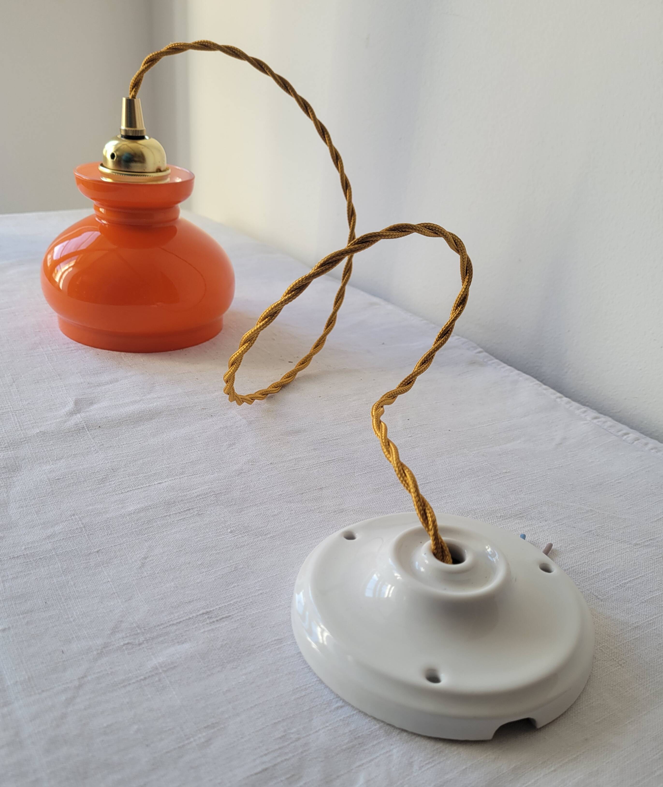 Orange opaline pendant light