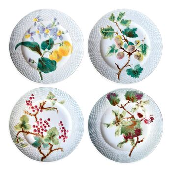 Set of 4 dessert plates in slip St Amand Hamage