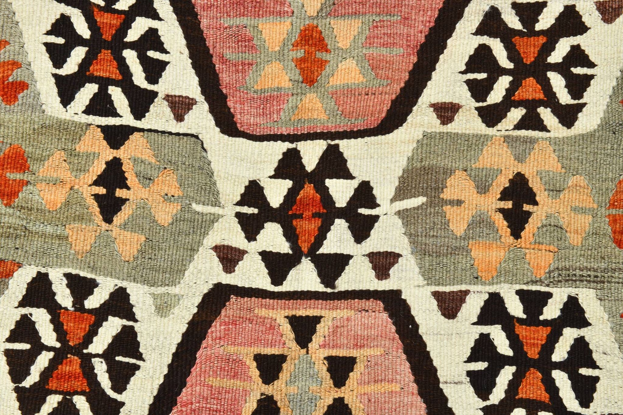 6x10 Kilim Grey & Brown Bohemian Area Kilim Rug, 171x306 Cm