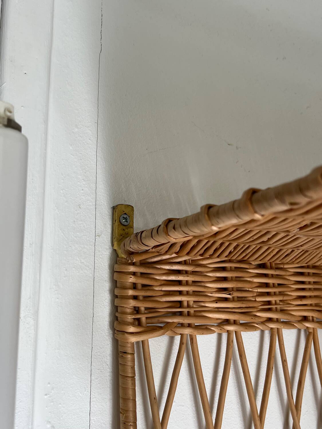 Vintage rattan coat rack wall shelf