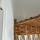 Vintage rattan coat rack wall shelf
