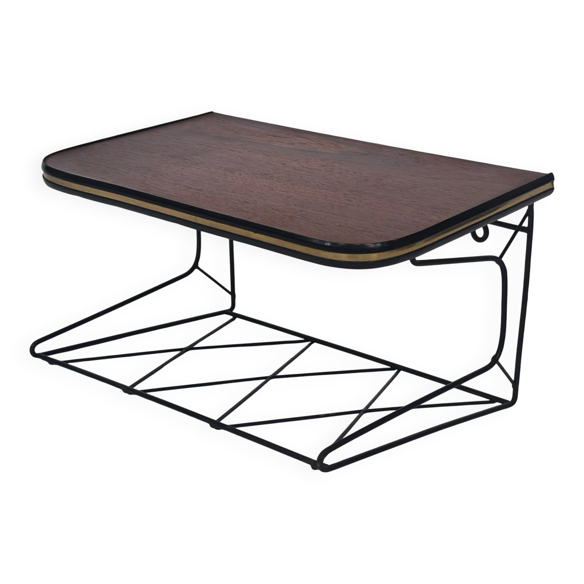 Vintage Floating Wall Shelf with Drawer, Teak String Rack 60's design