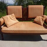 Banquette ancienne, tissu velours