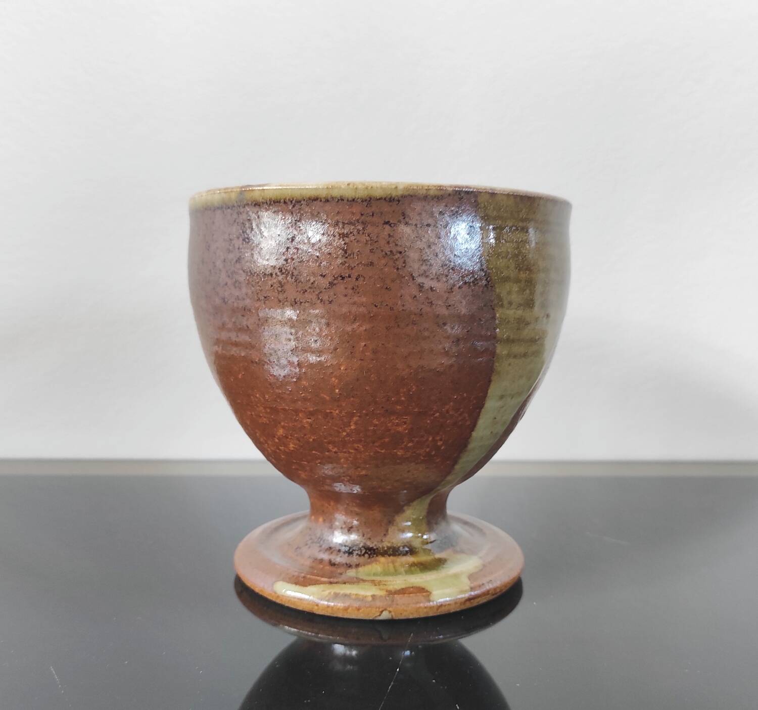 Vintage stoneware cup / high mug - Brutalist design