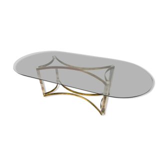 Alessandro Albrizzi: oval table in glass, plexiglass and brass