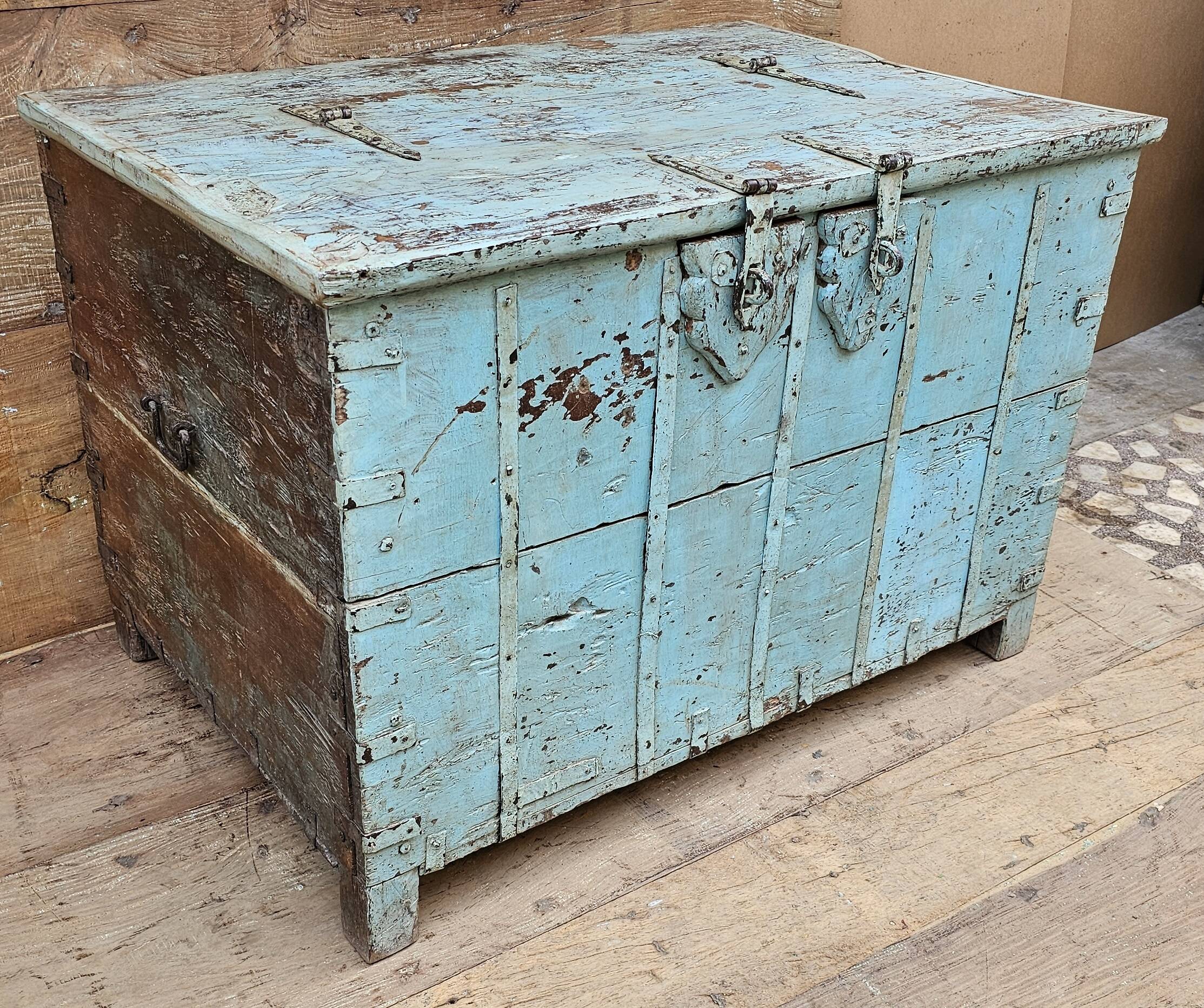 Antique Burmese teak dowry chest