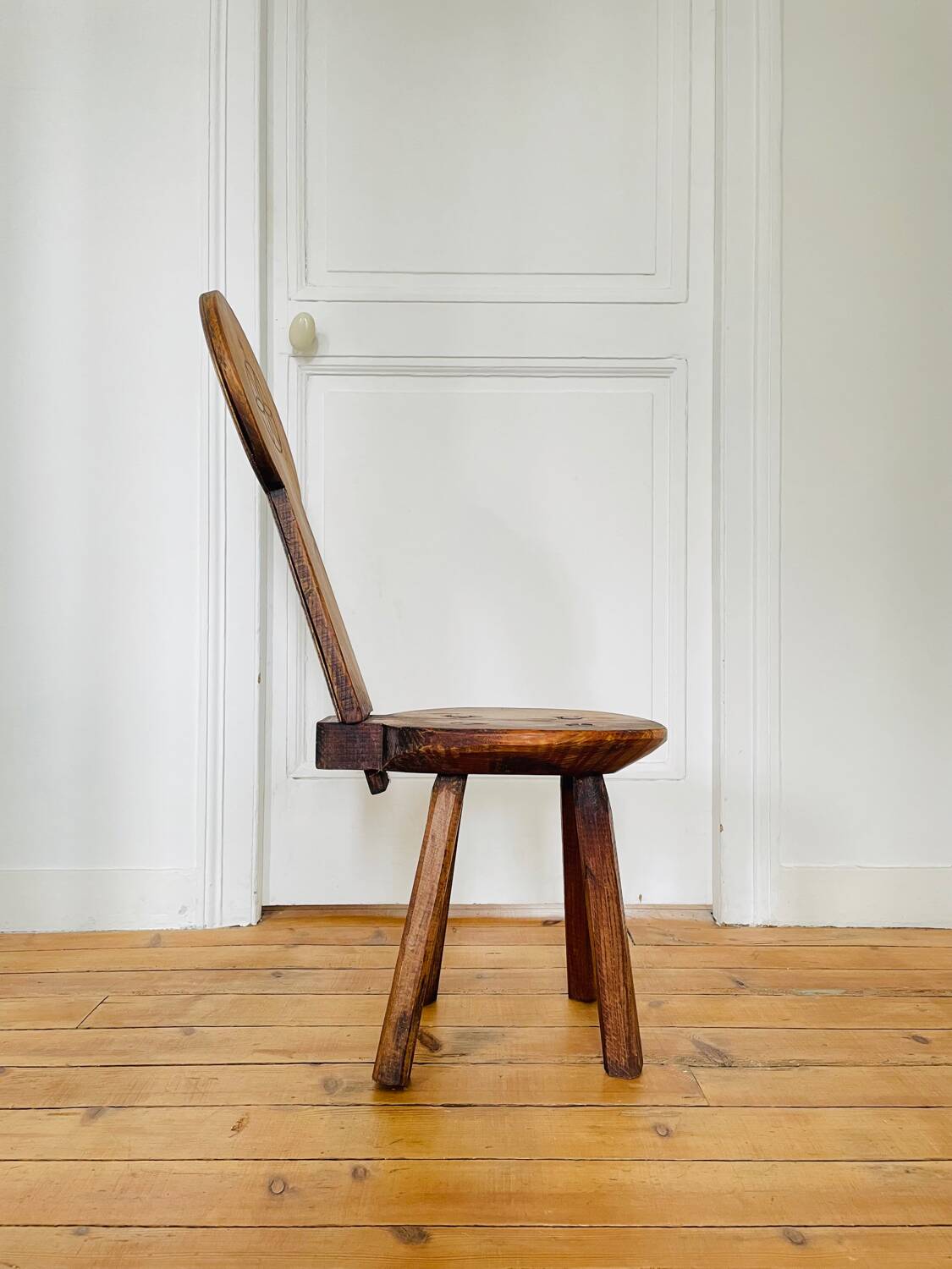 Antique brutalist chair in pine and oak