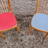 Pair of blue and red Scandinavian chairs