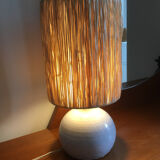Ceramic table lamp and rafia