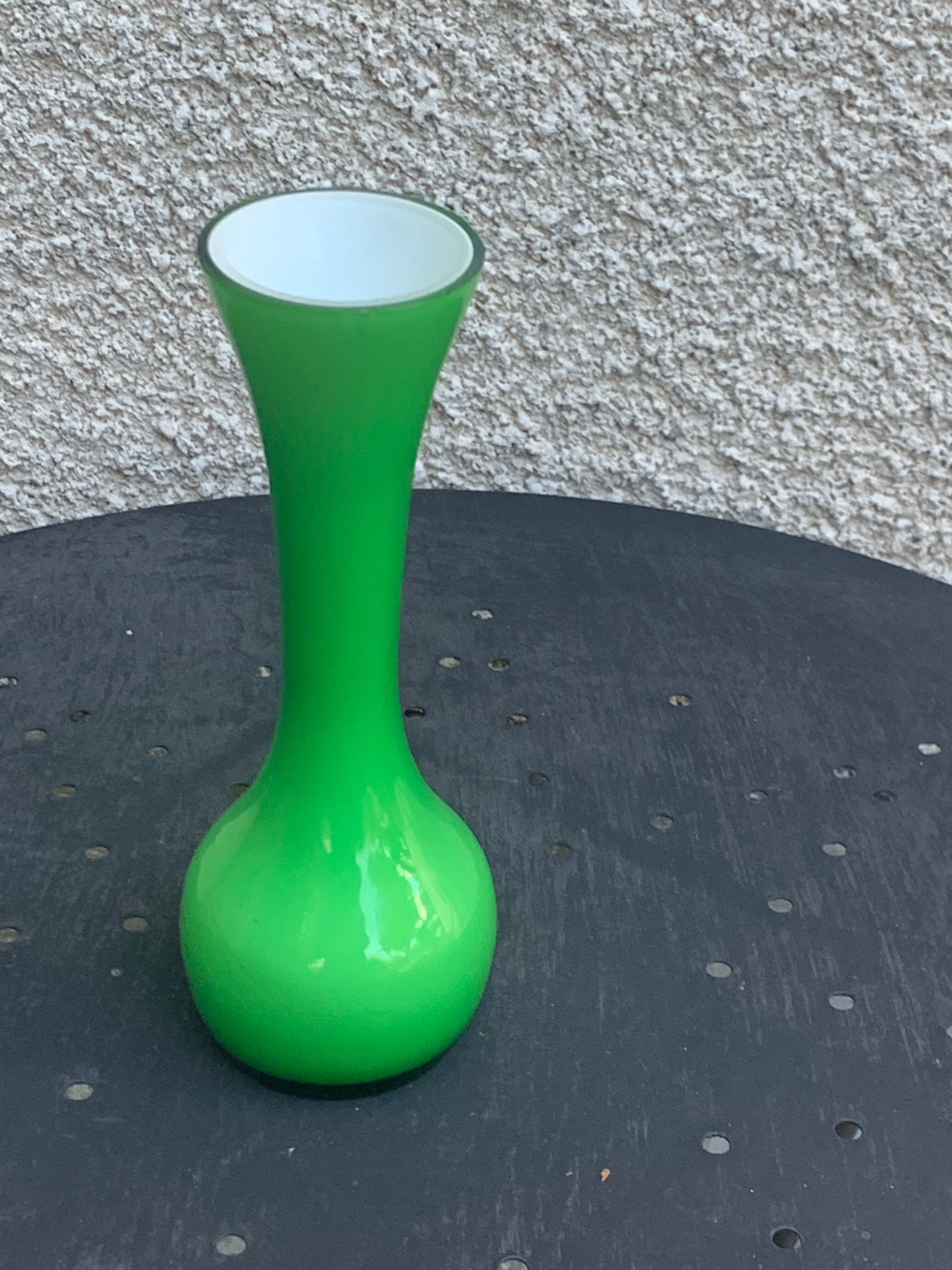 Vintage green opaline vase