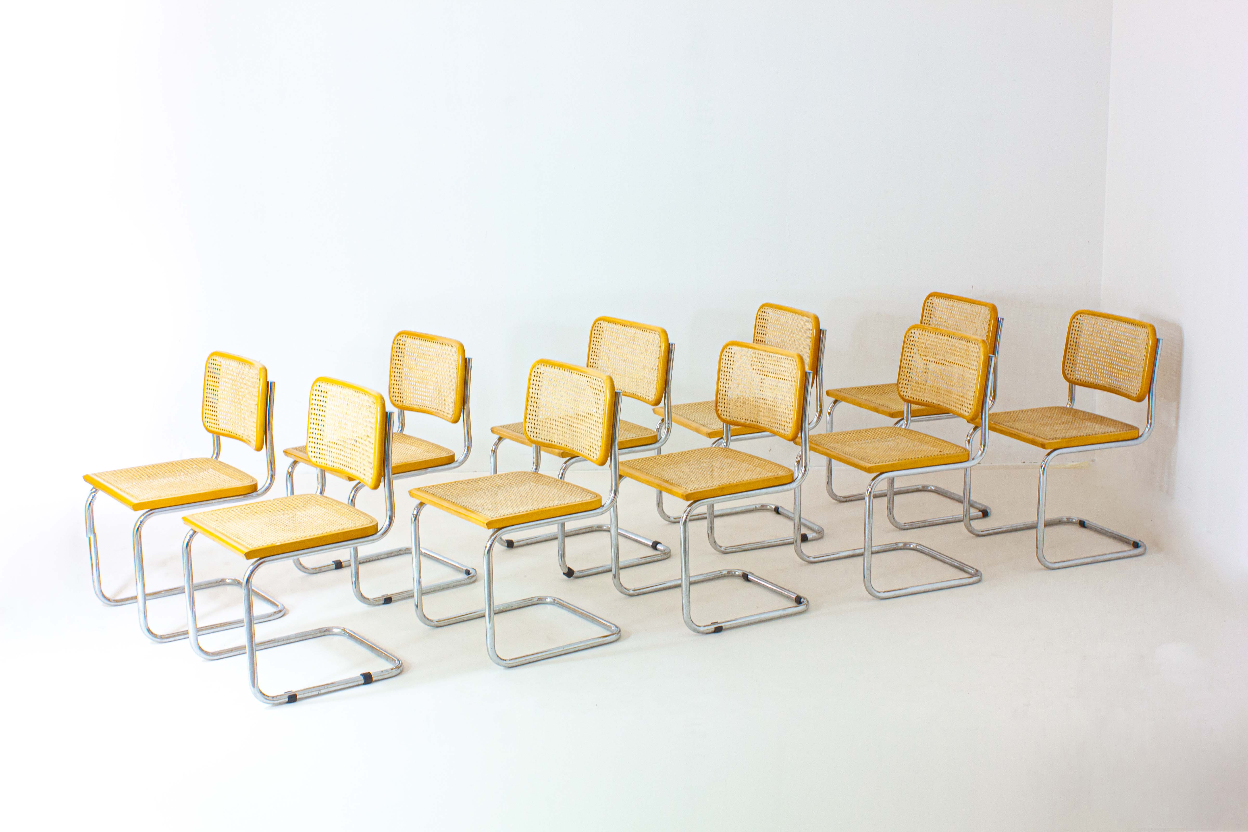 Set of 10 Breuer s32 chair, Italy 1970s