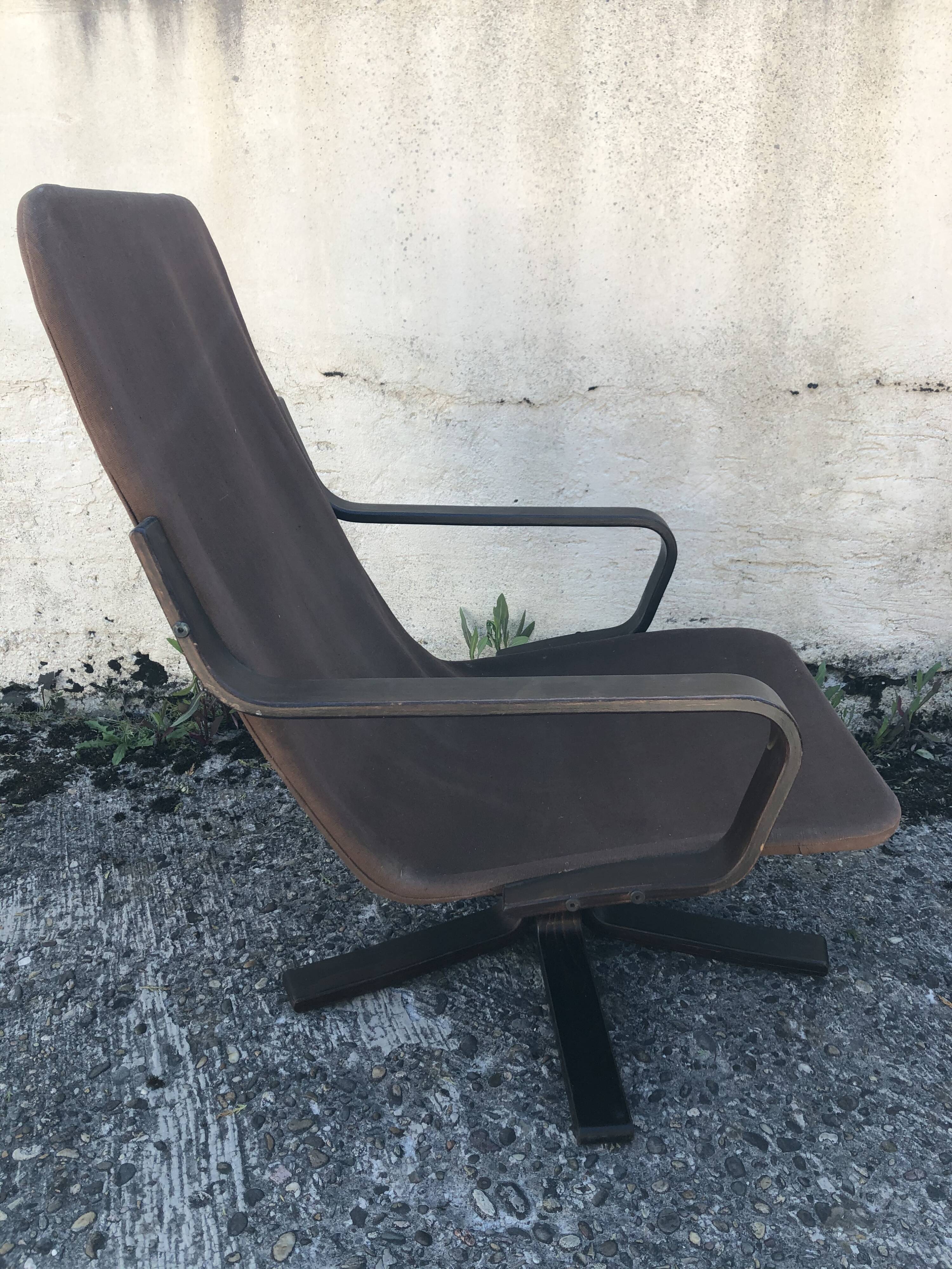 Vintage leather lounge armchair 60s