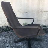 Vintage leather lounge armchair 60s