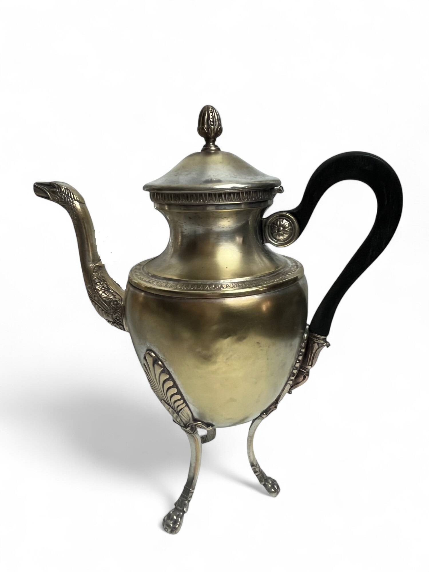 Set of three silver-plated tripod jugs, Empire, late 19th century