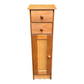 Narrow solid wood bedside table 1980