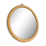 Vintage Round Rattan Wall Mirror 1990s