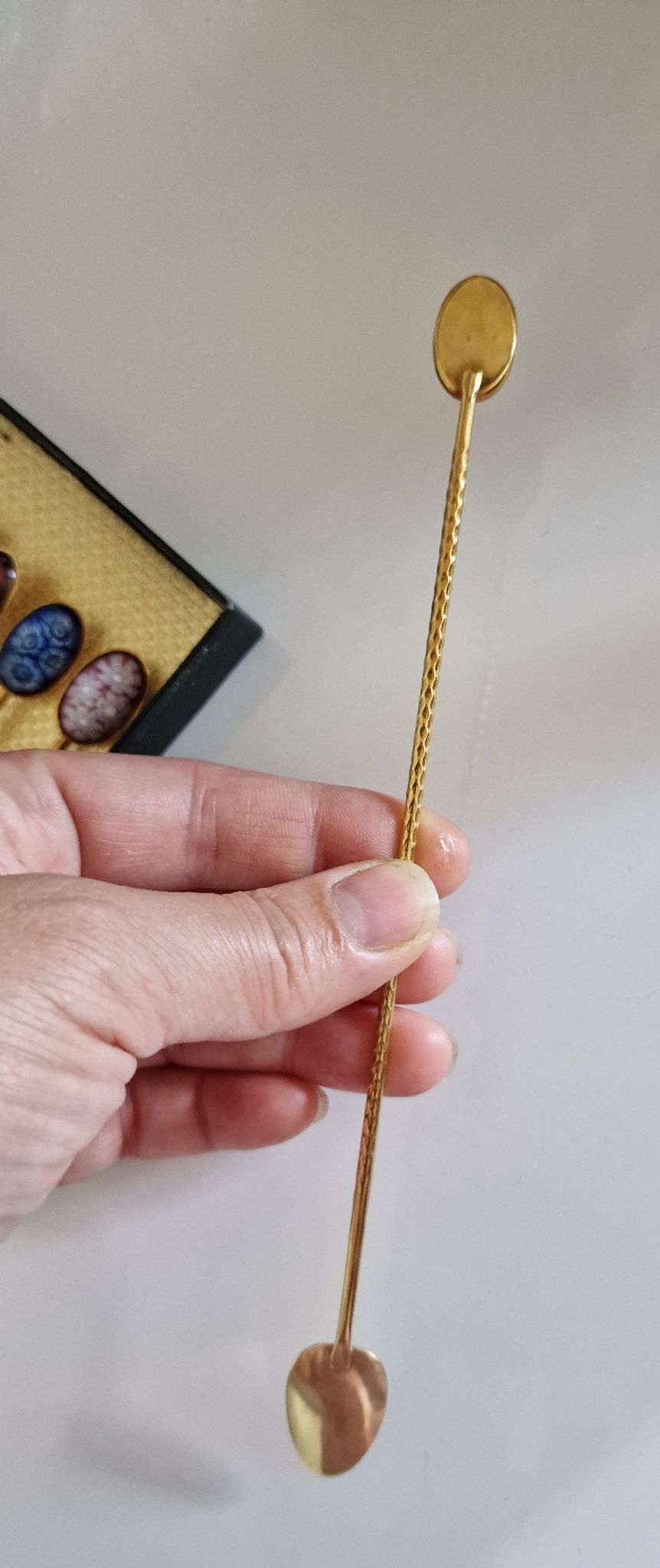 6 teaspoons Mazagran gilded to fine gold 24 carat finish enamels in Murano glass