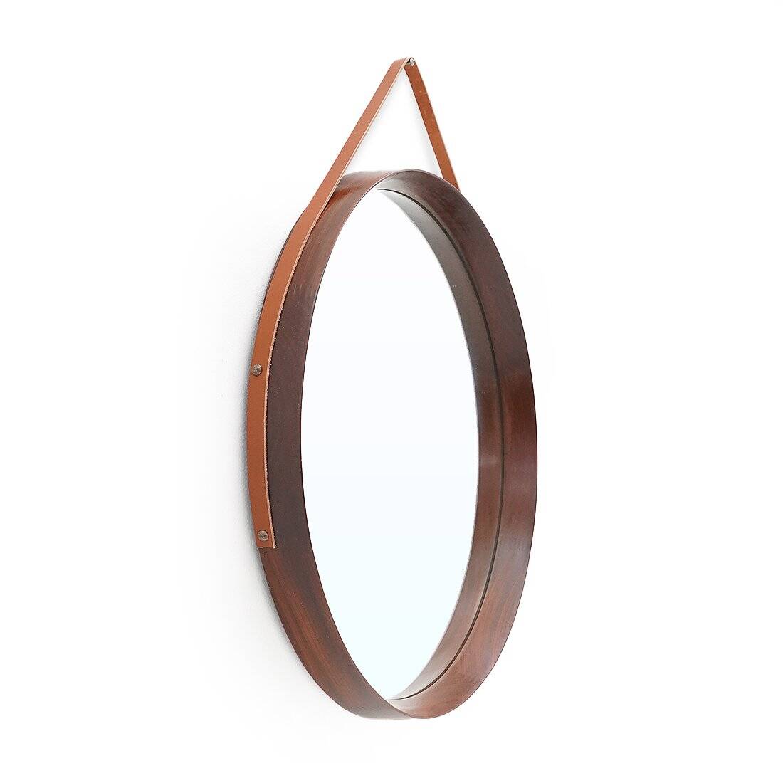 Round mirror with teak frame, 1960s