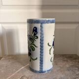 Old Stoneware Vase Ceramic Alsace Flowers Signed Paul Schmitter 1994 Unique