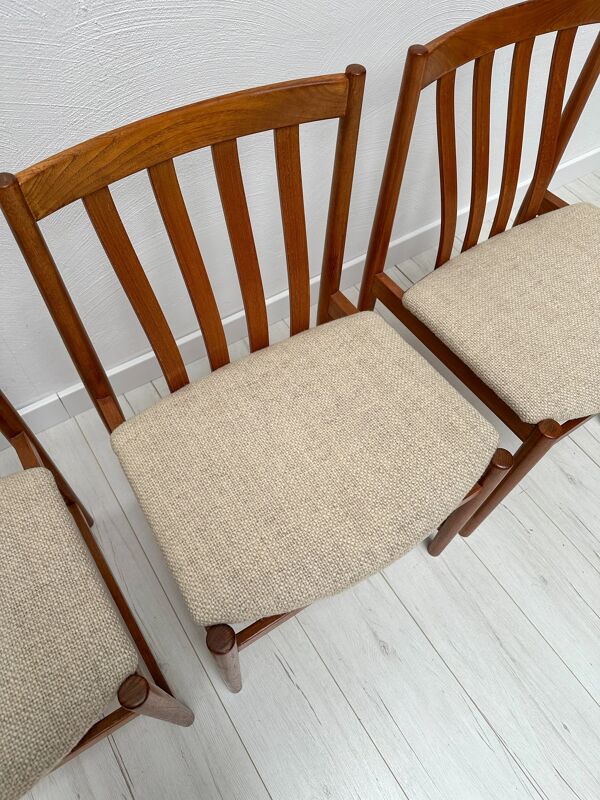 1960s Set of 4 Vintage Teak Dining Chairs by Slagelse Møbelværk