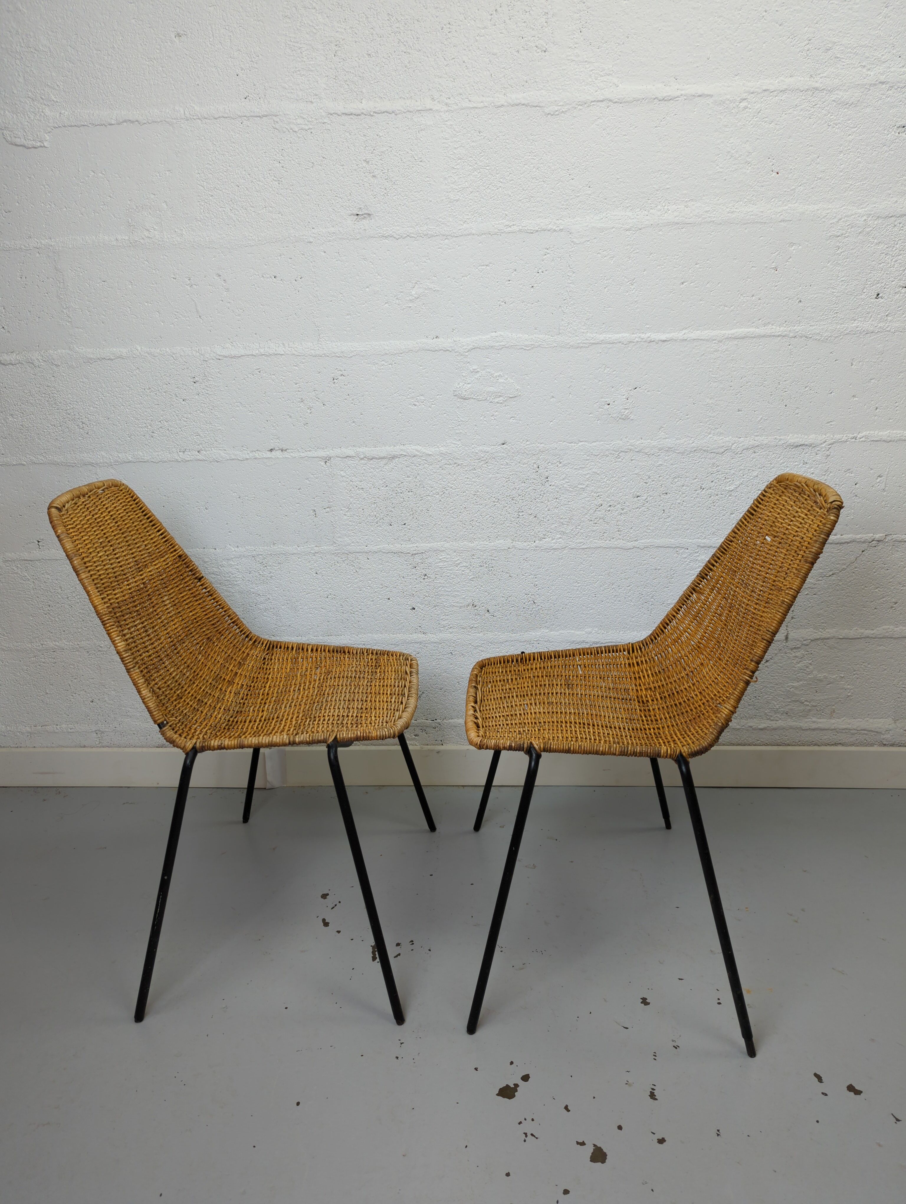 Pair of chairs Gian Franco Legler model Basket