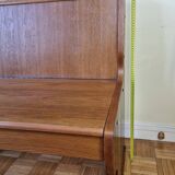 Vintage oak bench with storage box, two seats, 104 cm