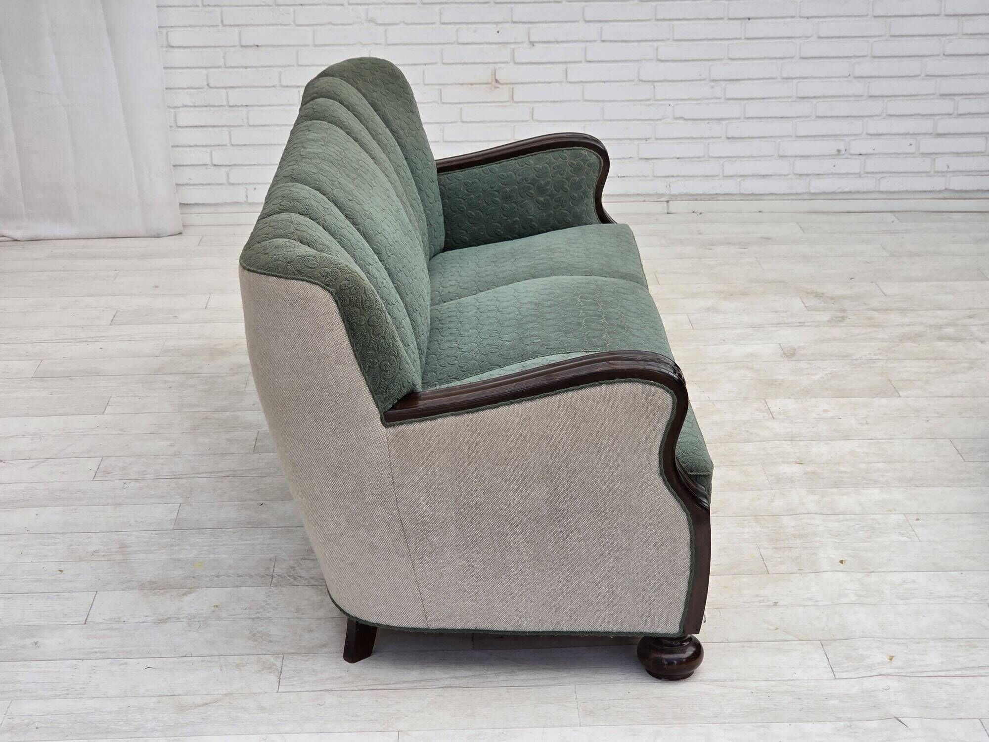 1960s, Danish 3-seater sofa, furniture wool, oak wood.