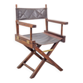Vintage Director's Folding Chair in Wood and Leather, 1970s