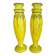 Pair of Legras vases — yellow marbled glass, enamelled Art Deco decoration,