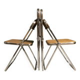 Chaises de salle à manger en rotin Plia par Giancarlo Piretti pour Castelli, années 1970